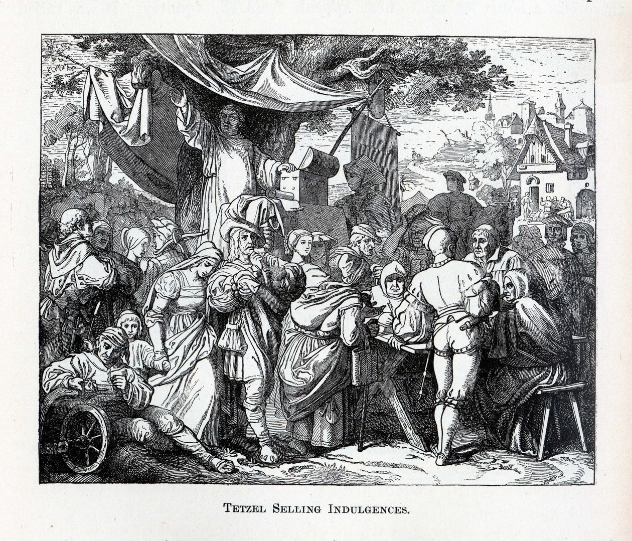 Tetzel verkoopt aflaten, 1882 door Unbekannt