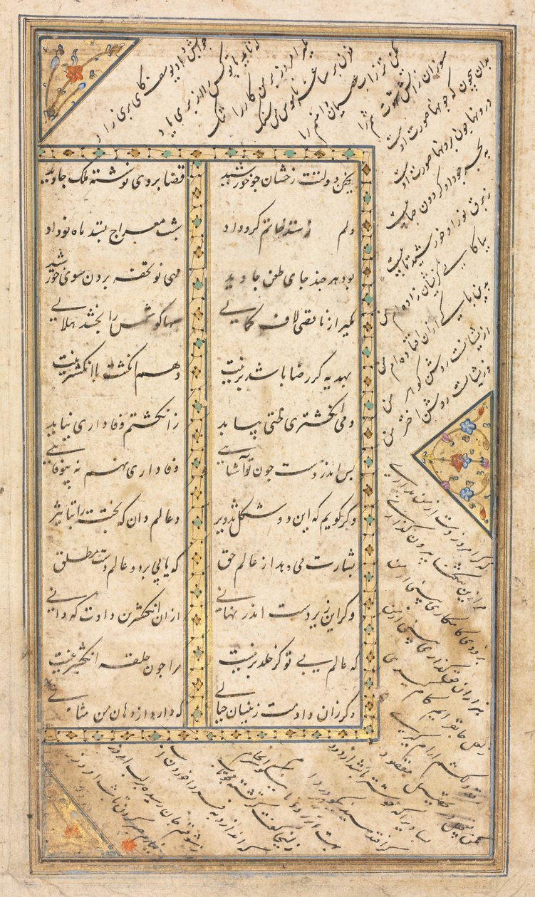 Tekstpagina, Perzische verzen verso in een anthologie met enkele verzen uit Haft Awrang, midden 1500s door Unbekannt