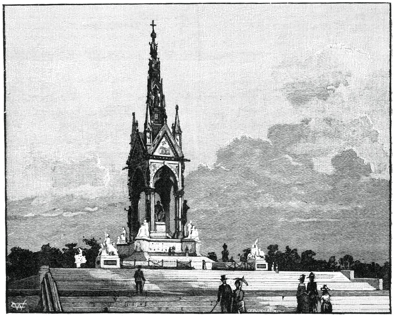 Het Albert Memorial, Kensington, Londen, 1900 door Unbekannt