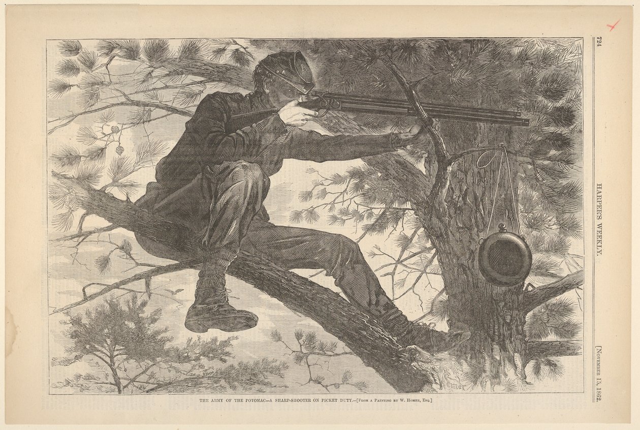 Het leger van de Potomac - Een scherpschutter op wacht, Harpers Weekly, Vo..., 15 november 1862 door Unbekannt