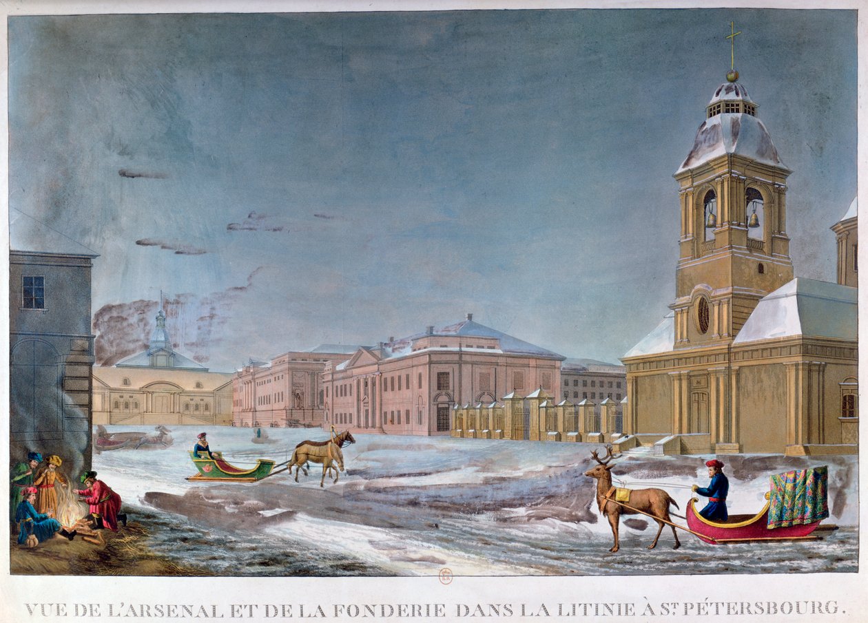 Het arsenaal en de gieterij, Sint-Petersburg, Rusland, 19e eeuw door Unbekannt