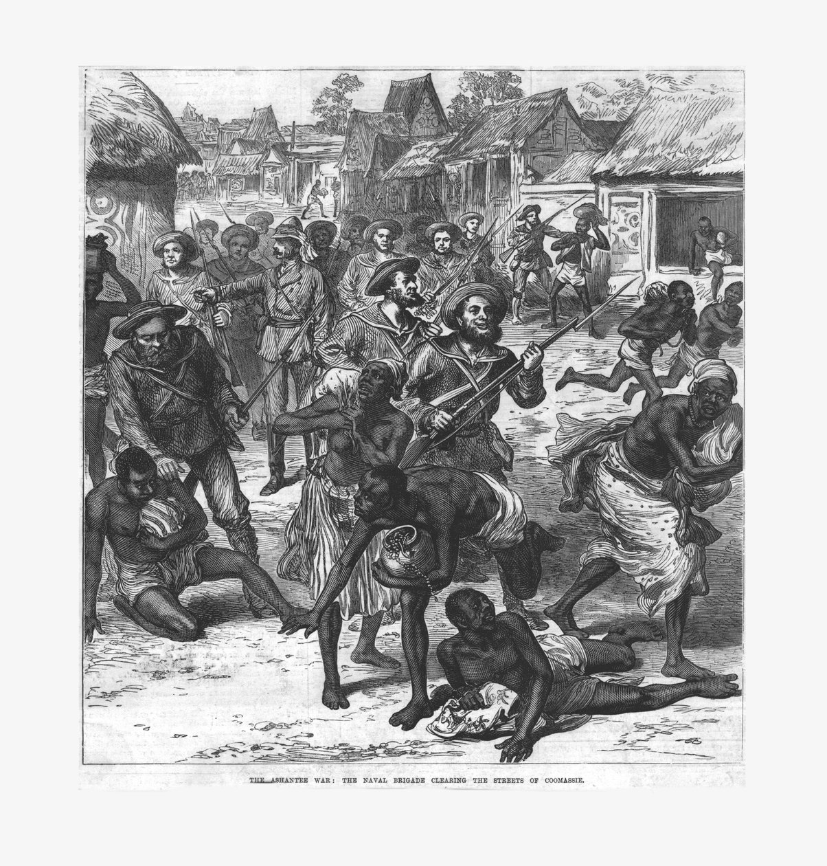 De Ashantee Oorlog: de Marinebrigade maakt de straten van Coomassie schoon, 1874 door Unbekannt