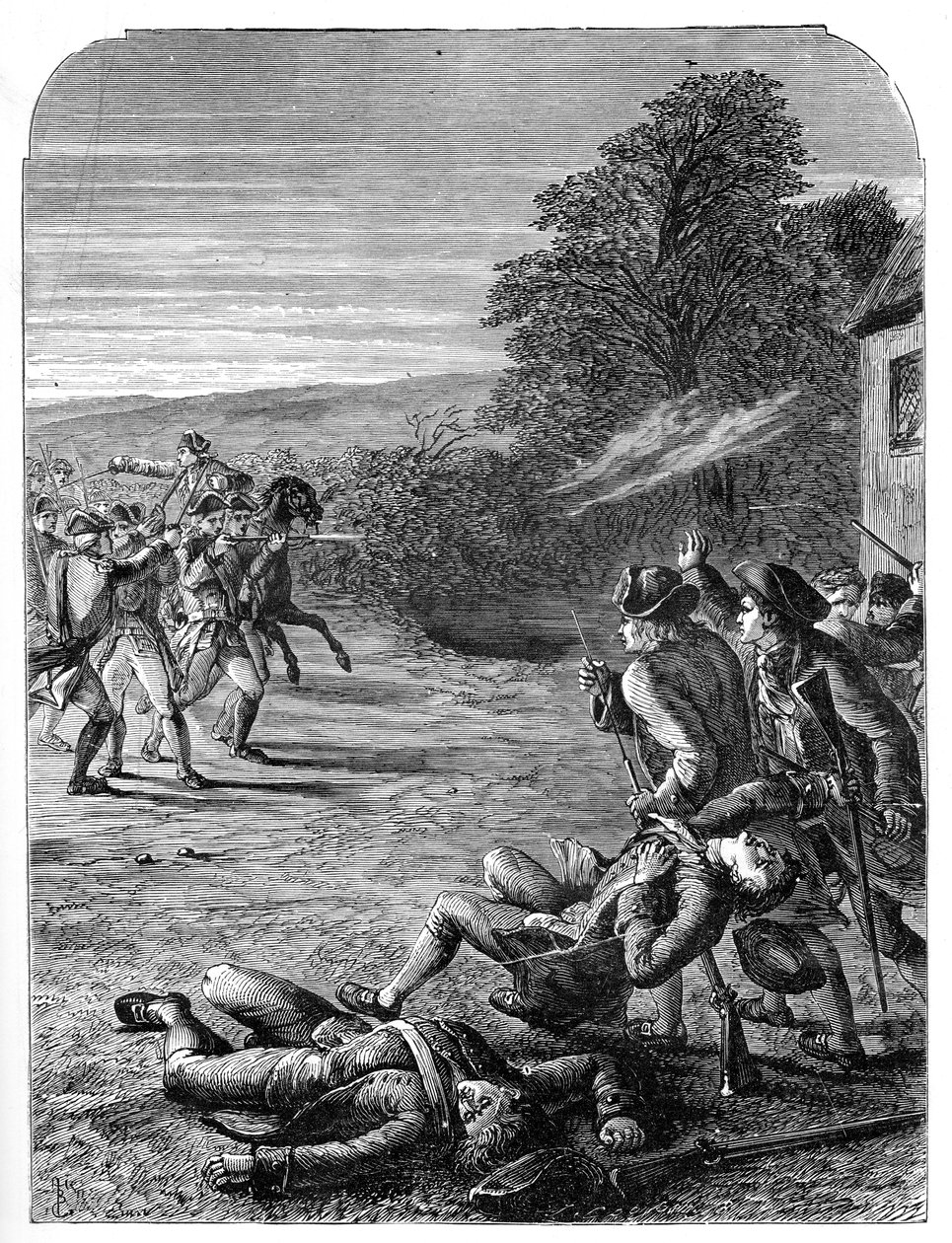 De Slagen van Lexington en Concord, 19 April 1775 door Unbekannt