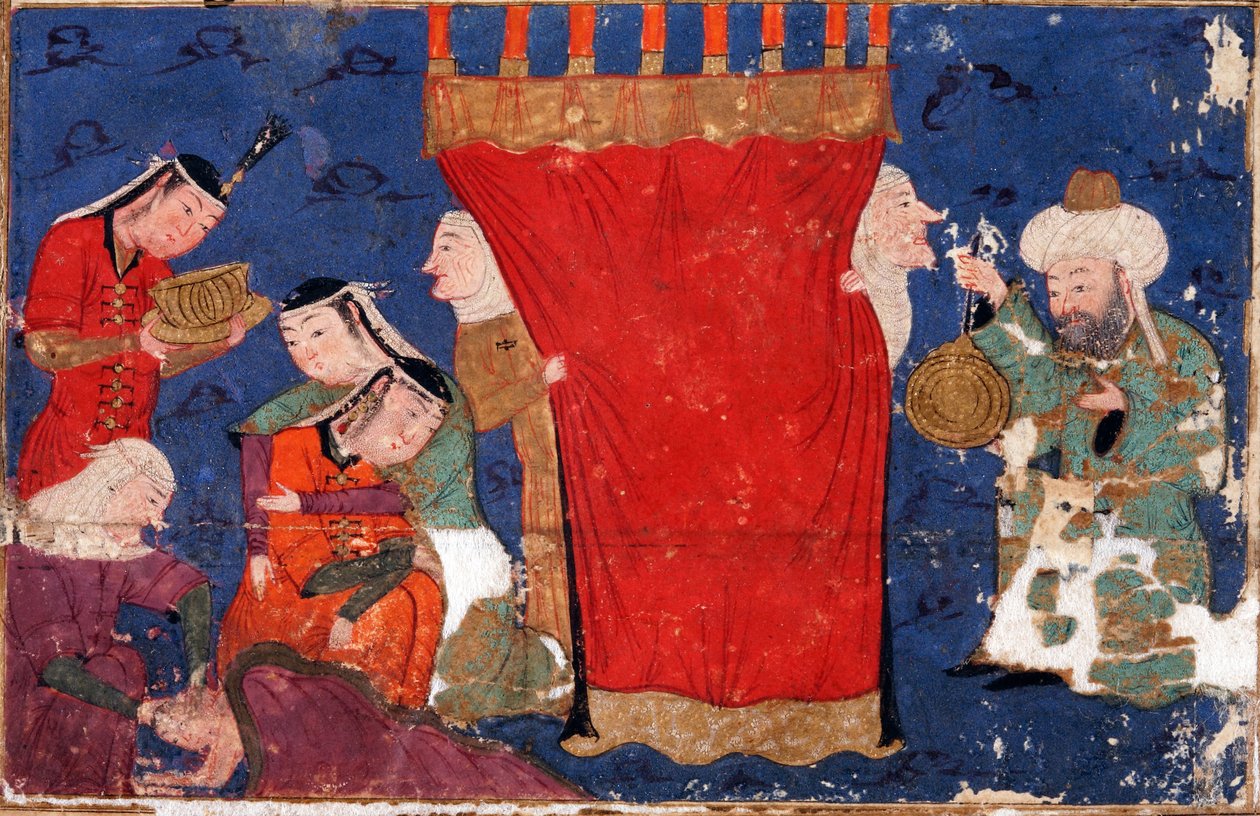 De geboorte van Alexander de Grote. Uit: Eskandar-nameh Het Boek van Alexander door Unbekannt