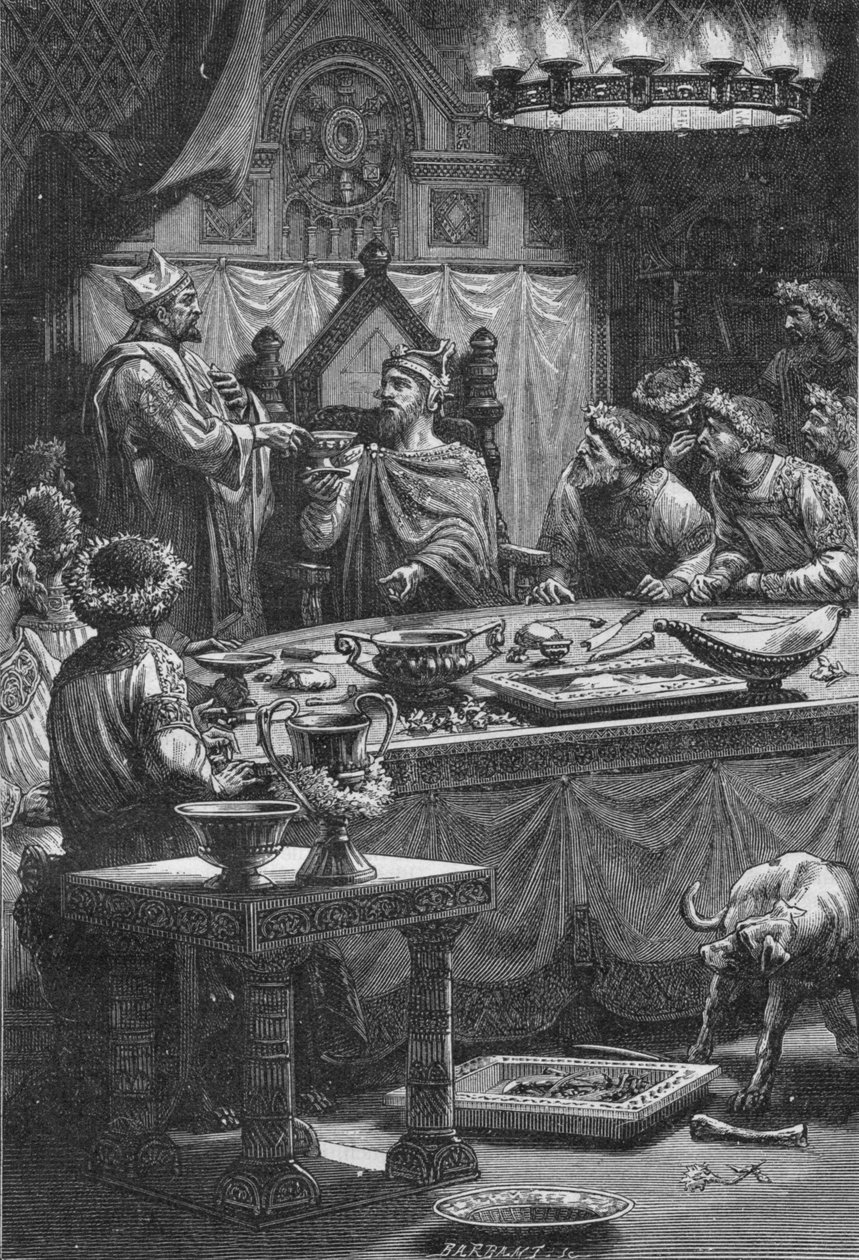 De bisschop van Laon zweert trouw aan Karel, hertog van Lotharingen, 10e eeuw, 1909 door Unbekannt