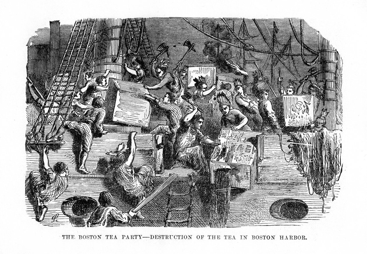 De Boston Tea Party, 16 december 1773, 1872 door Unbekannt
