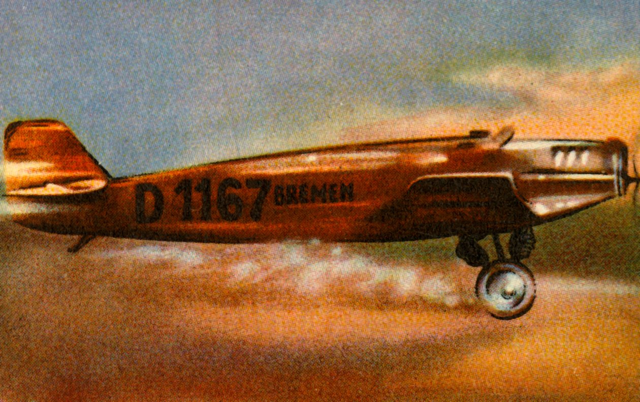 De Bremen Junkers W 33 vertrekt van Baldonnel Aerodrome, Ierland, 12 april 1928 door Unbekannt