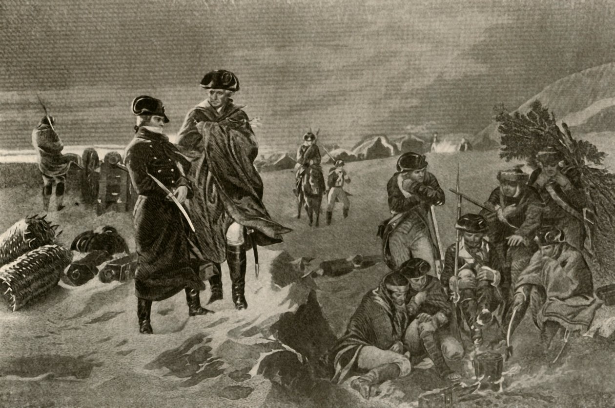Het kamp bij Valley Forge. Officiersmantels en Nederlandse dekens voor soldaten, ca. 1777, 1937 door Unbekannt