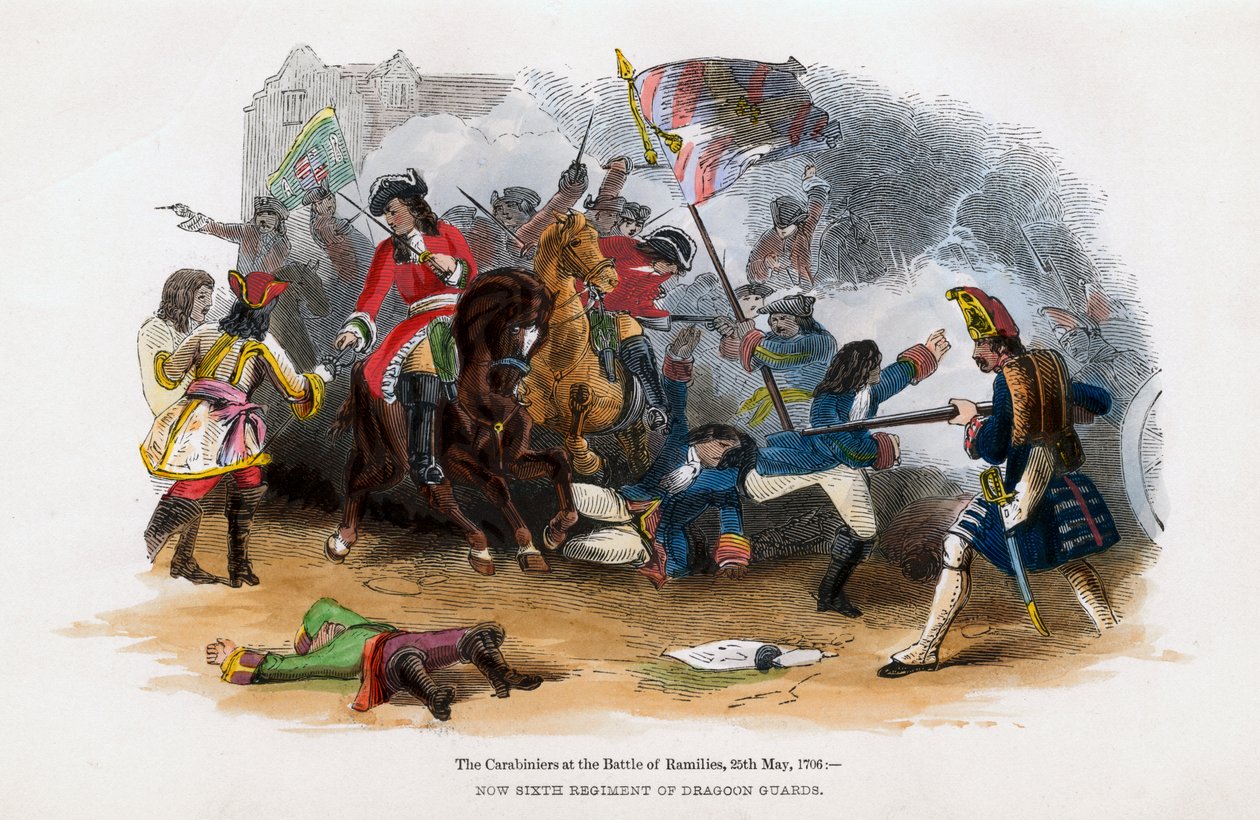 De Carabiniers bij de Slag van Ramillies, 23 mei 1706 door Unbekannt