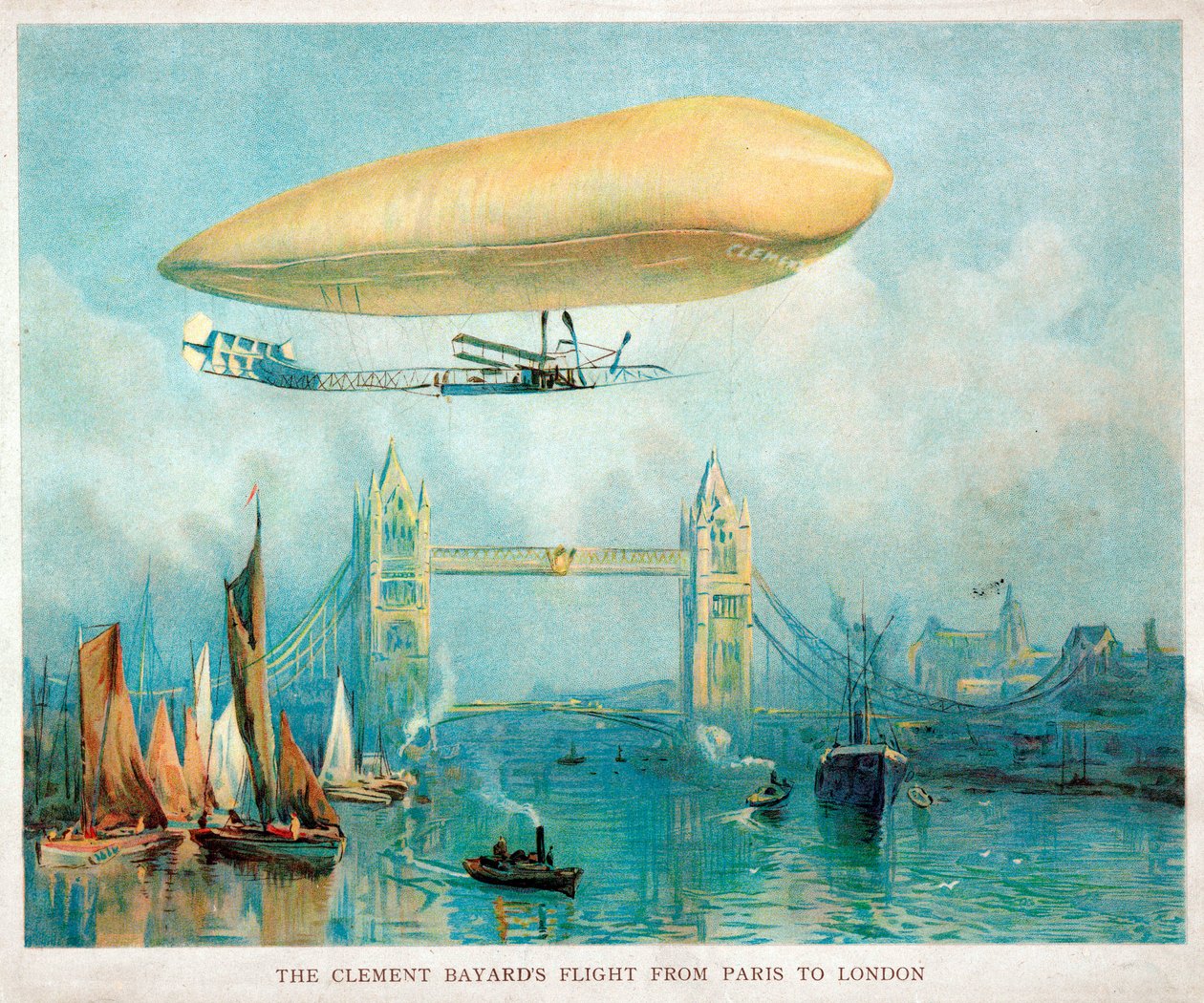 De vlucht van de Clement-Bayard van Parijs naar Londen, ca. 1908 door Unbekannt