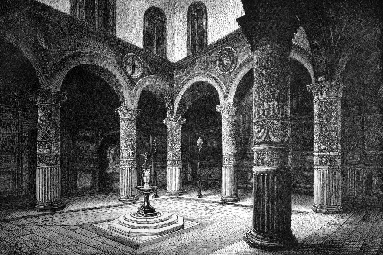 Het hof van het Palazzo Vecchio, Florence, Italië door Unbekannt