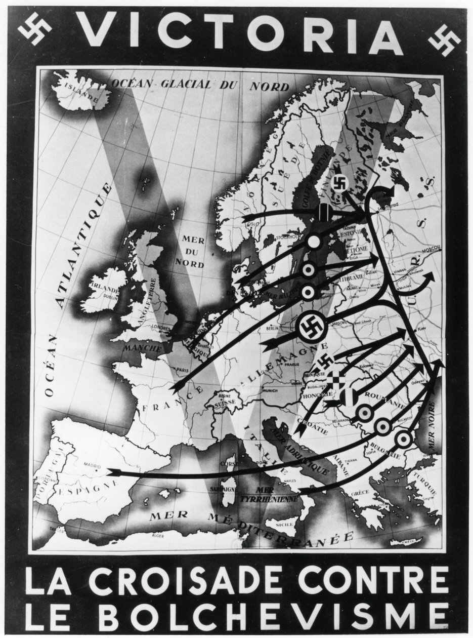 De Kruistocht tegen het Bolsjewisme, Vichy Franse propagandaposter, 1941 door Unbekannt