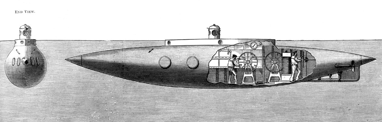 De Verplaatsing Zinkende en Stijgende Onderzeeër Nautilus, 1887 door Unbekannt