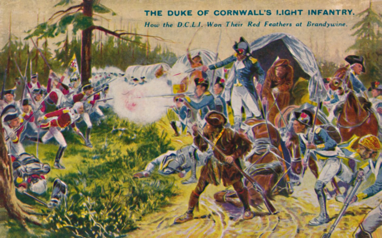 De Hertog van Cornwalls Lichte Infanterie bij Brandywine, 1777, 1939 door Unbekannt