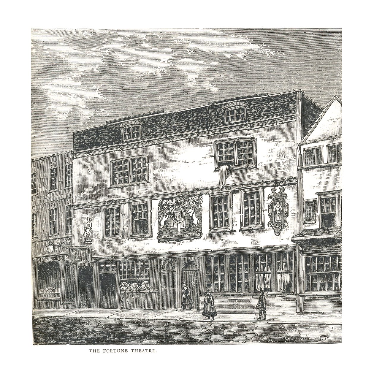 Het Fortune Theater. Van een prent gepubliceerd door Wilkinson in 1811, 1878 door Unbekannt