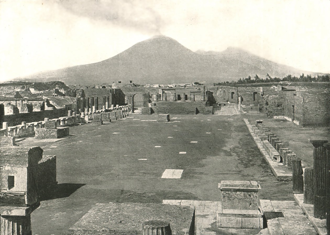 Het Forum in Pompeii en Vesuvius, Italië, 1895 door Unbekannt