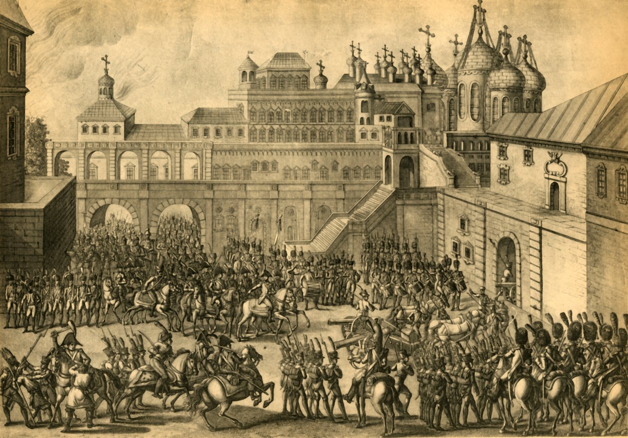 De Fransen betreden de stad Moskou, september 1812, 1921 door Unbekannt