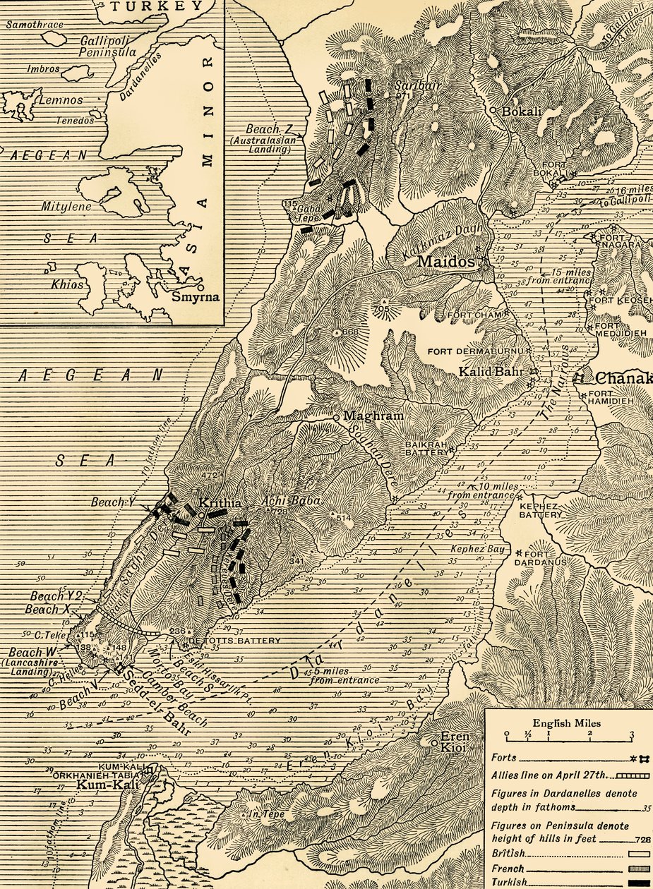 De Gallipoli-campagne, Eerste Wereldoorlog, 1915, ca. 1920 door Unbekannt