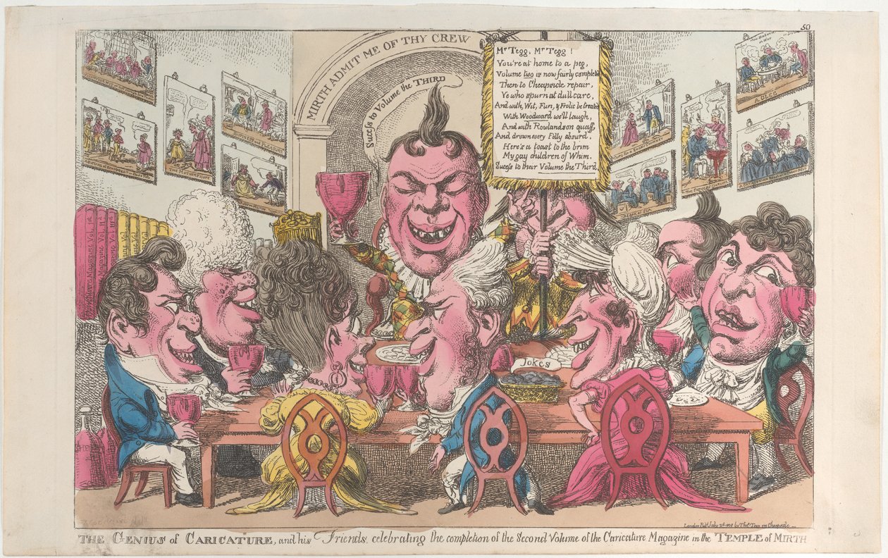 Het genie van de karikatuur en zijn vrienden vieren de voltooiing van de tweede... door Unbekannt