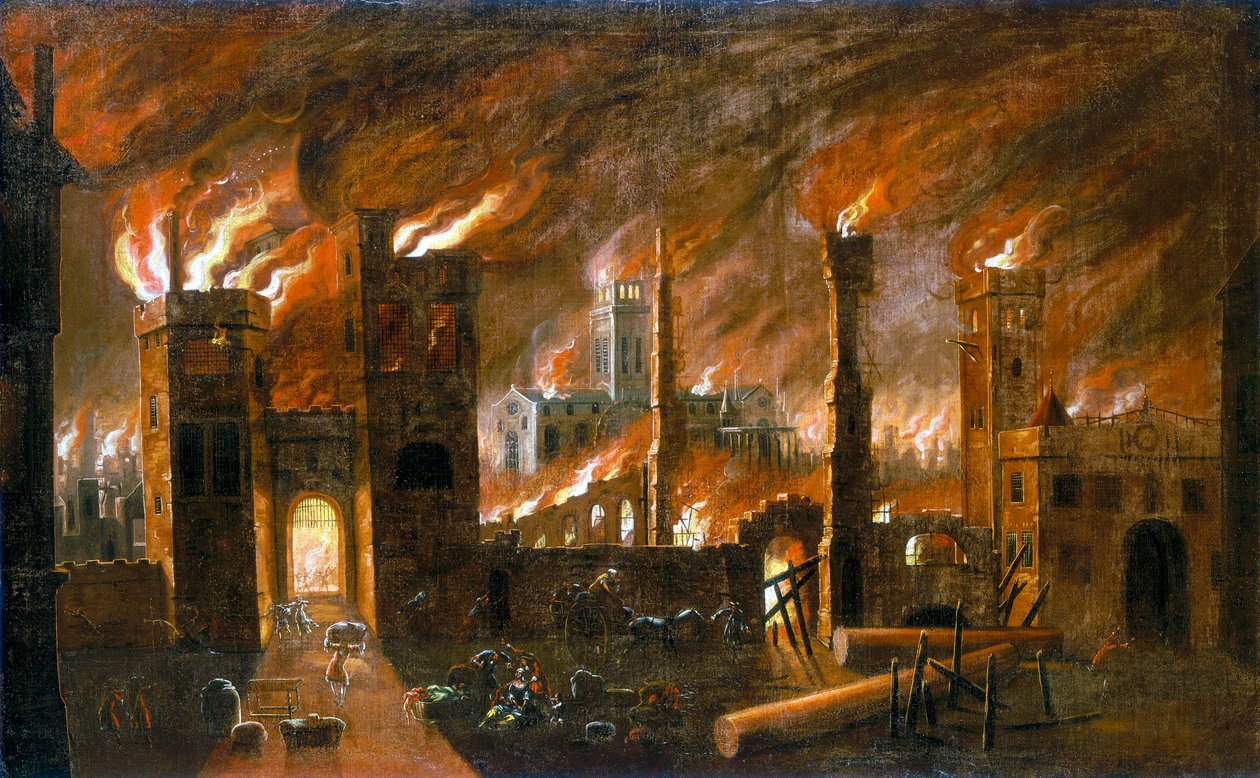De Grote Brand van Londen, 1666, ca. 1675 door Unbekannt