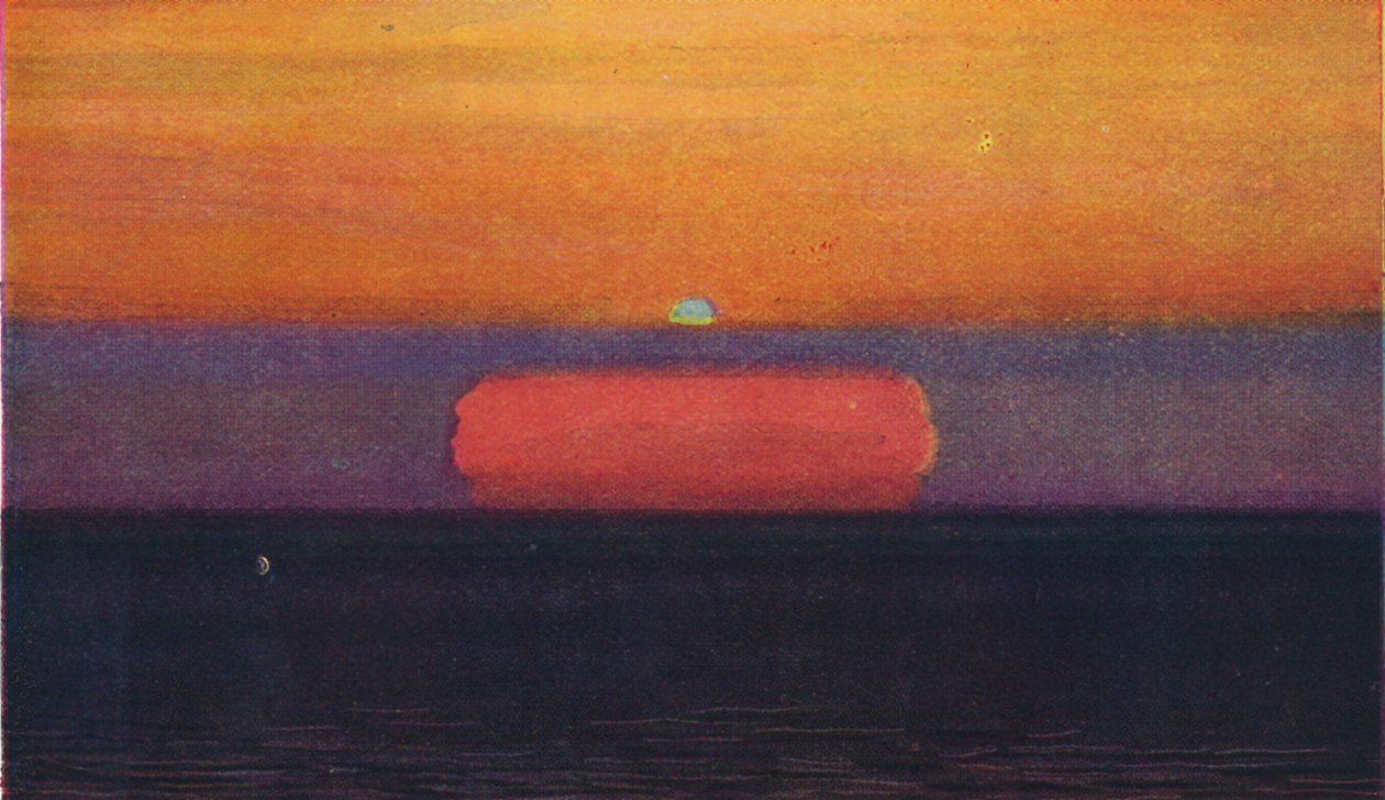 De groene flits bij zonsondergang, zeldzaamst prismatisch kleur gerefracteerd door de atmosfeer, ca. 1935 door Unbekannt
