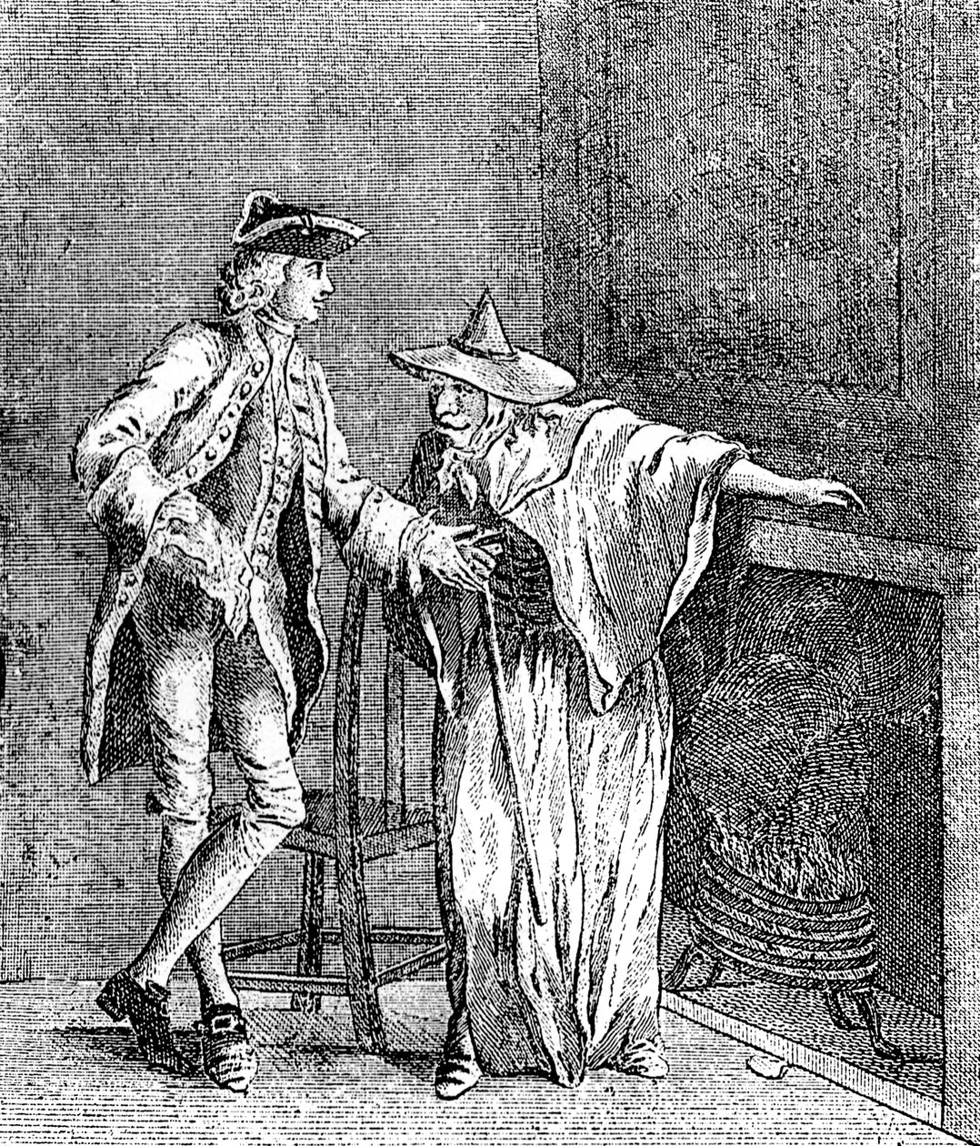 De zigeuner in gesprek met de inspecteur-generaal van Groot-Brittannië, ca. 1753 door Unbekannt