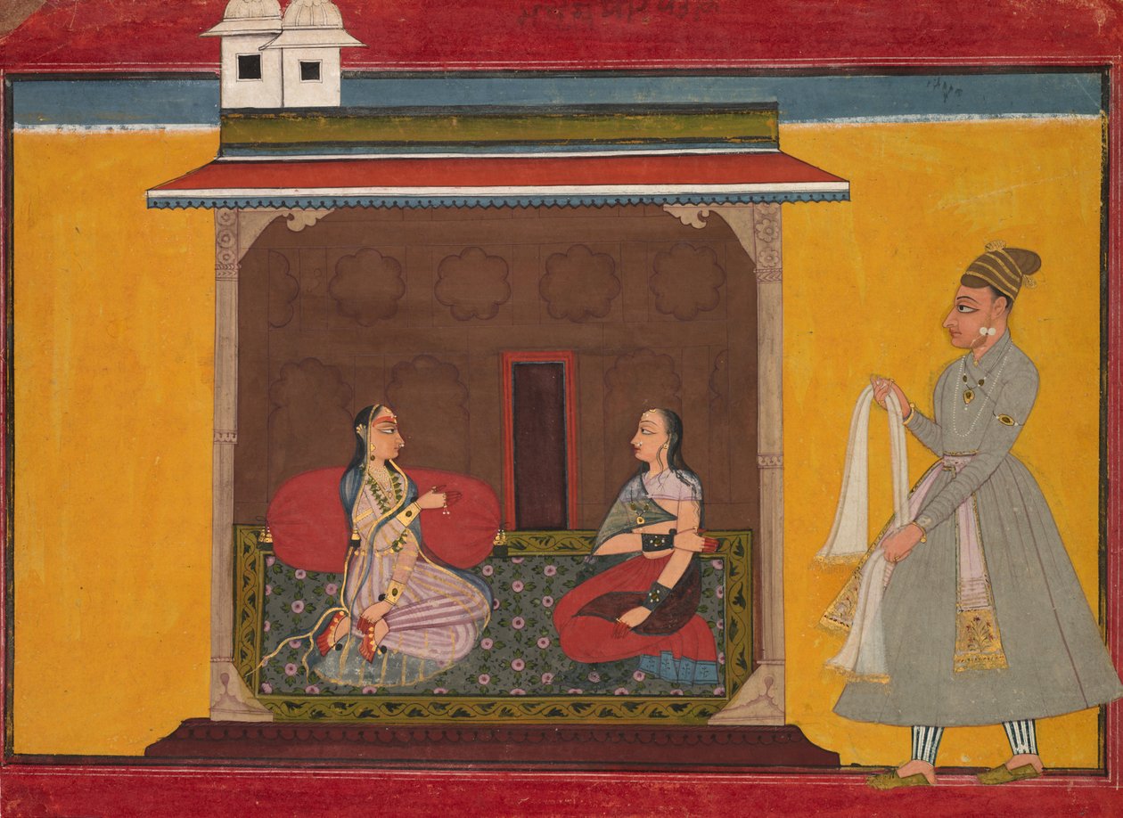 De heldin die trouw wordt bemind: Blad uit een Rasamanjari, ca. 1710 door Unbekannt