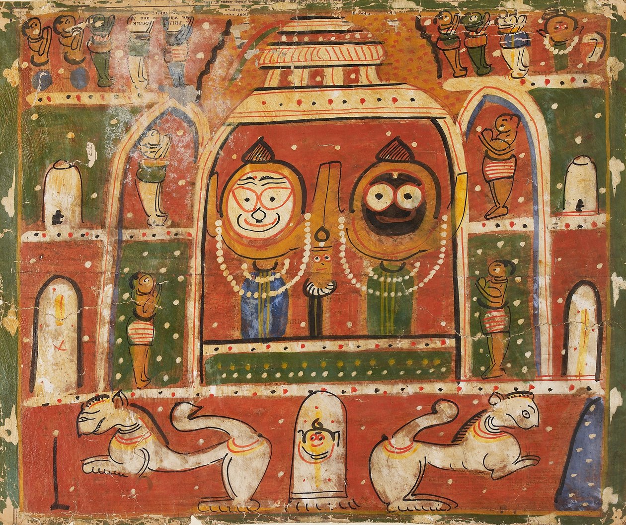 Het Jagannatha Trio in het heiligdom in Puri, 1931 of 1932 door Unbekannt