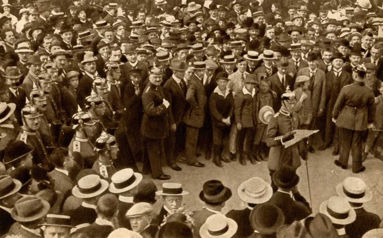 De proclamatie van oorlog door de Kaiser tegen Groot-Brittannië...Berlijn, Duitsland, 4 augustus 1914, 1933 door Unbekannt