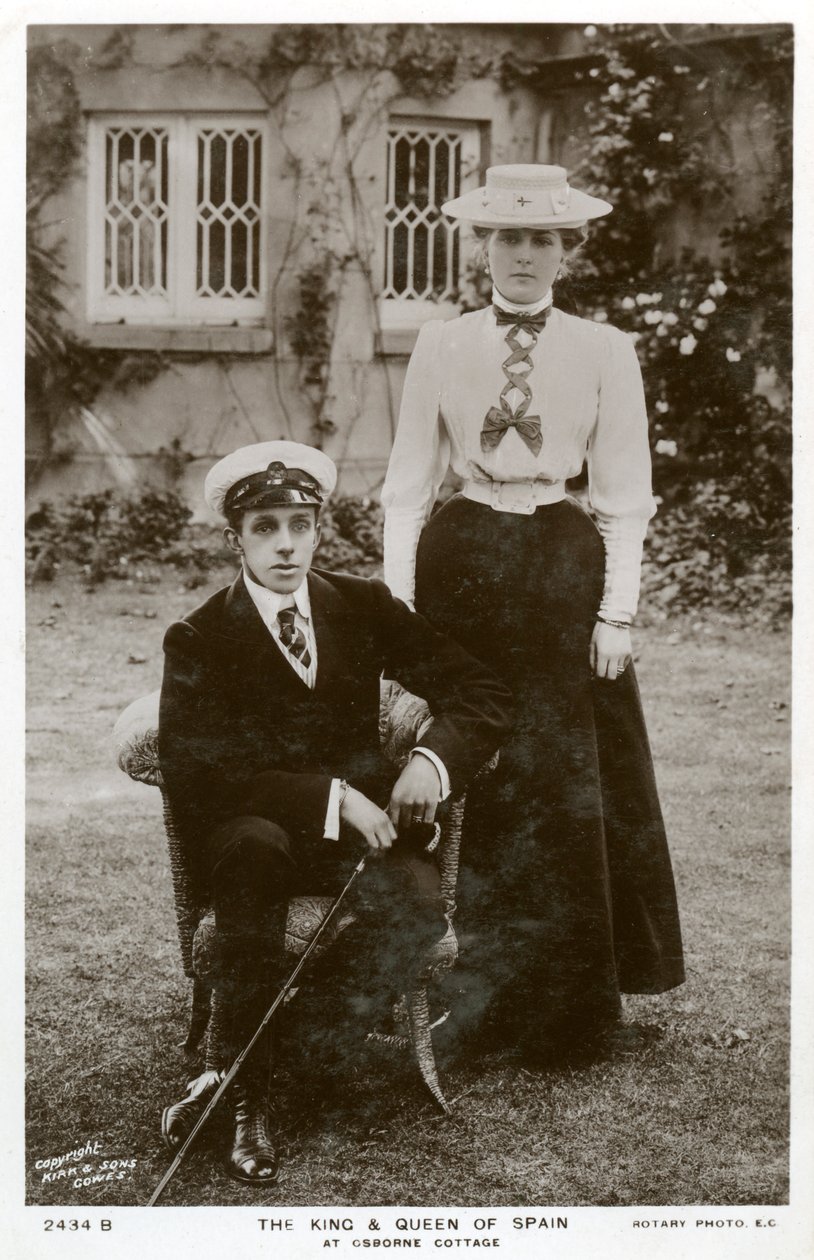 De koning en koningin van Spanje in Osborne Cottage, Isle of Wight, ca. 1906-ca. 1919 door Unbekannt