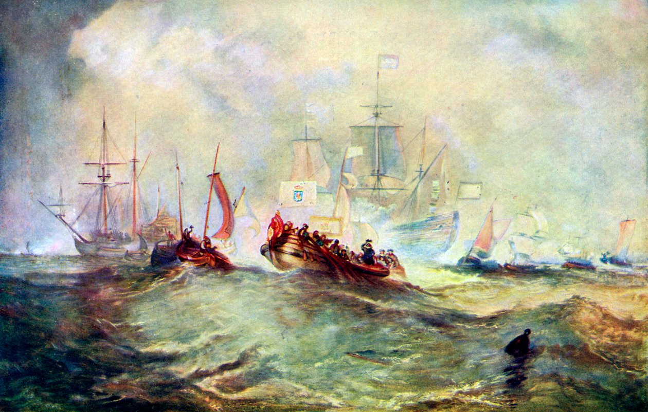 De landing van Willem van Oranje bij Torbay, 1688, ca. 1920 door Unbekannt