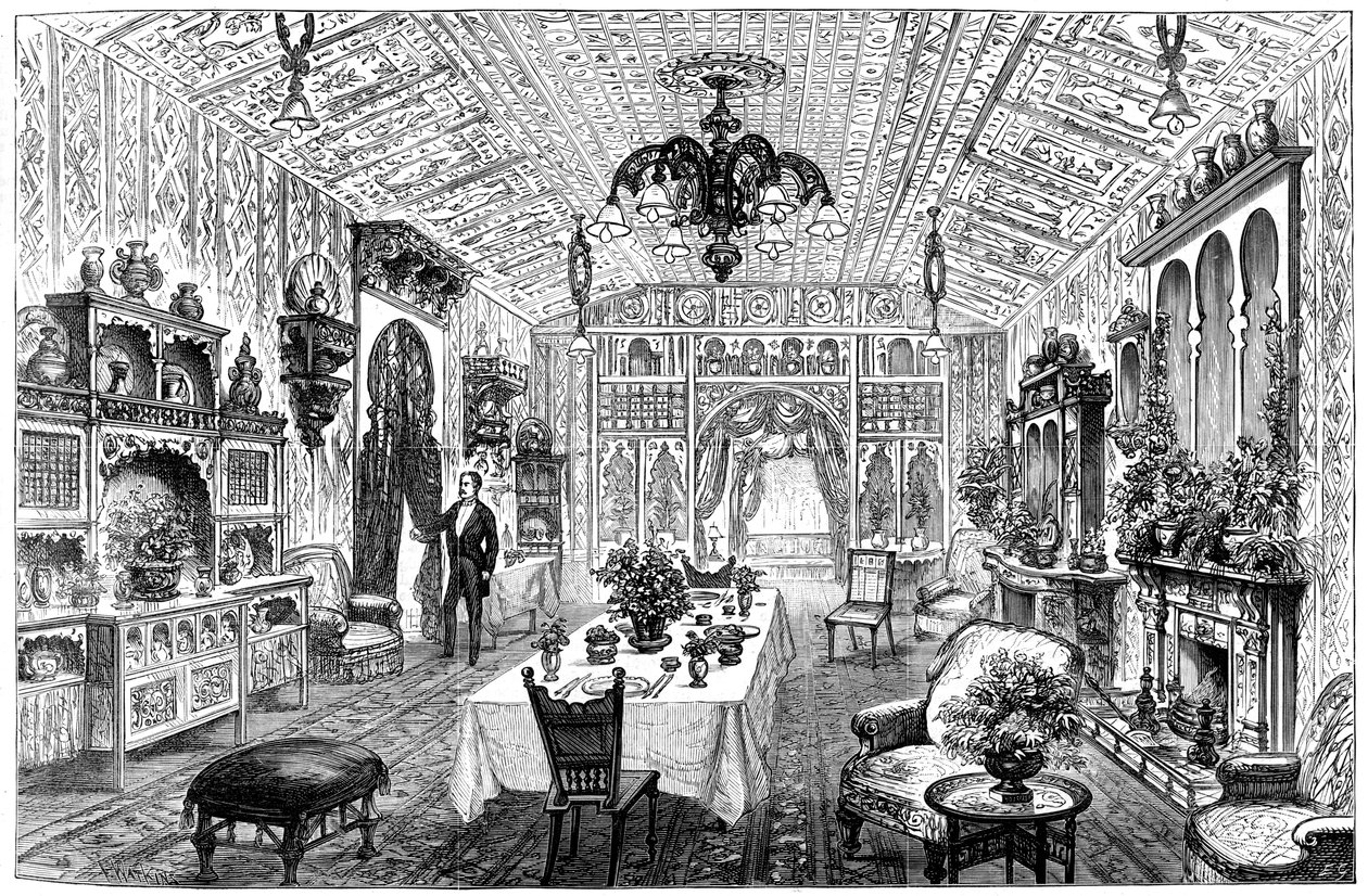 De lunchkamer in het stadhuis, Birmingham, West Midlands, 1887 door Unbekannt