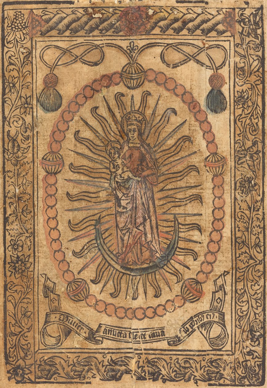 De Madonna en Kind in een rozenkrans, ca. 1490 door Unbekannt