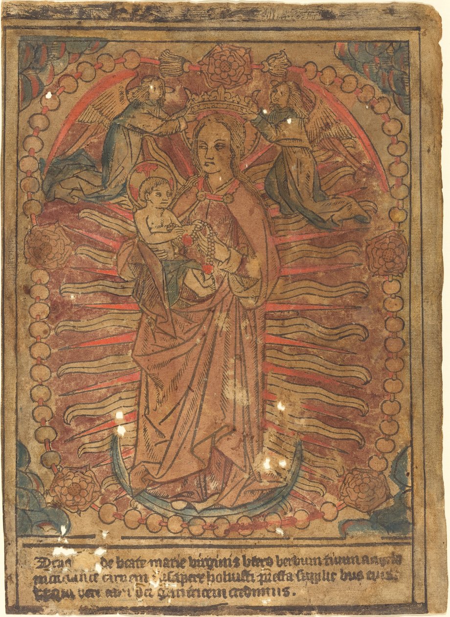 De Madonna en Kind in een Rozenkrans door Unbekannt