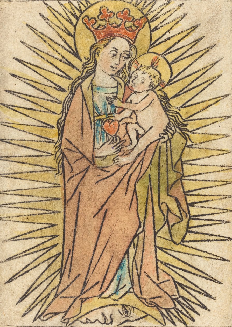 De Madonna en Kind met een peer door Unbekannt