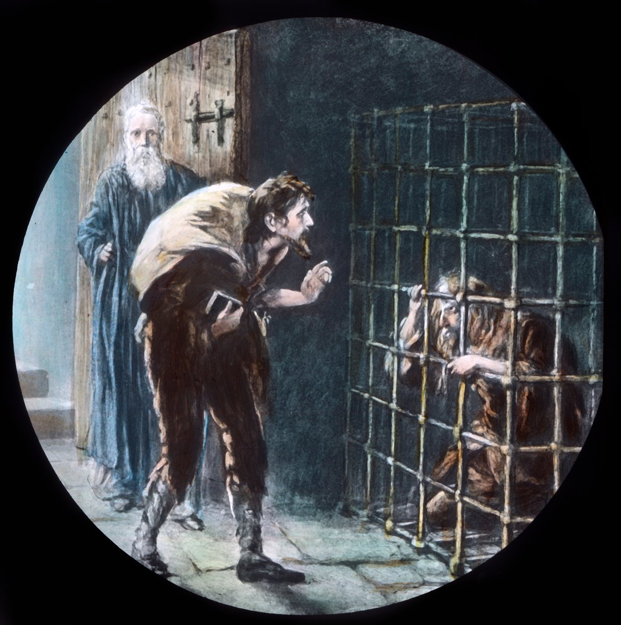 De man in de kooi, c1910 door Unbekannt