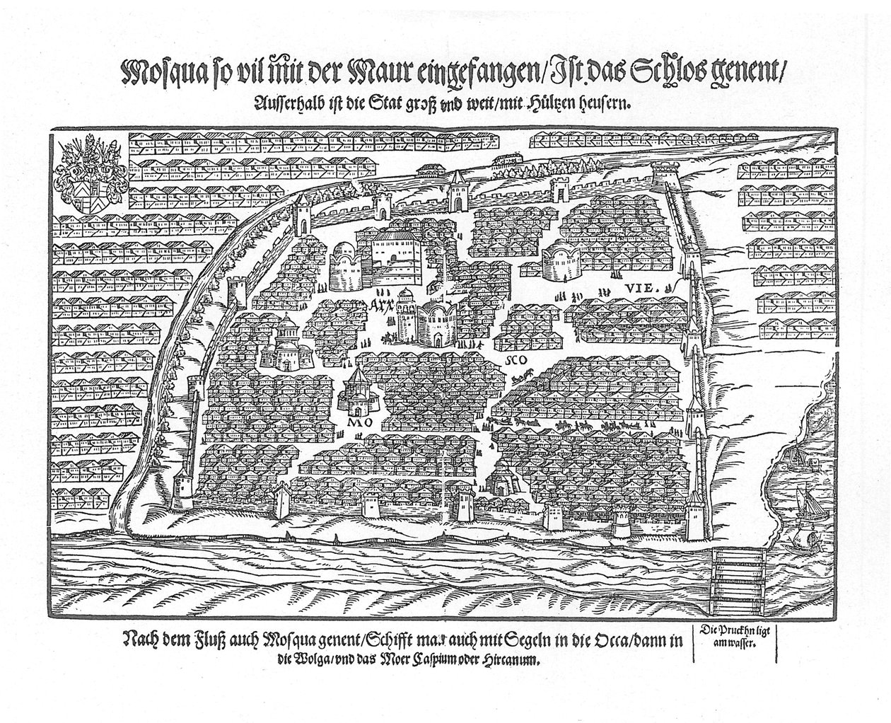 De Moskou-kaart uit Moscouiter wunderbare Historien door Sigmund von Herberstein, 1567 door Unbekannt
