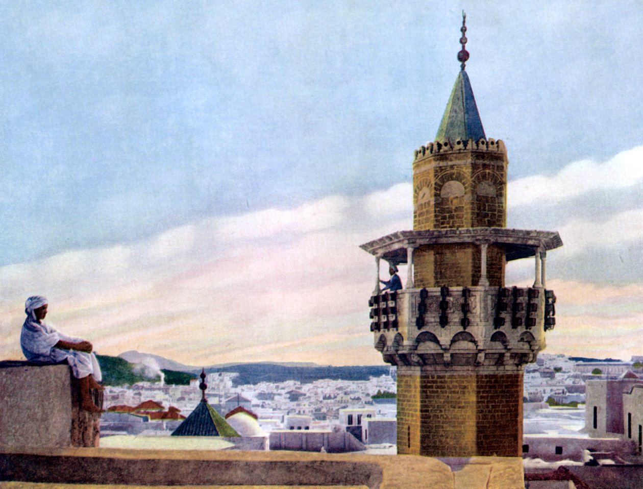 De Muezzin in zijn Minaret roept de Gelovigen tot Gebed, 1926 door Unbekannt