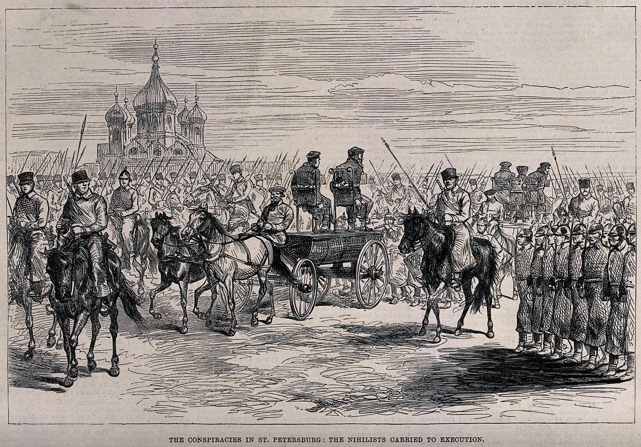 De nihilisten naar de executie gebracht in Sint-Petersburg, ca. 1881 door Unbekannt