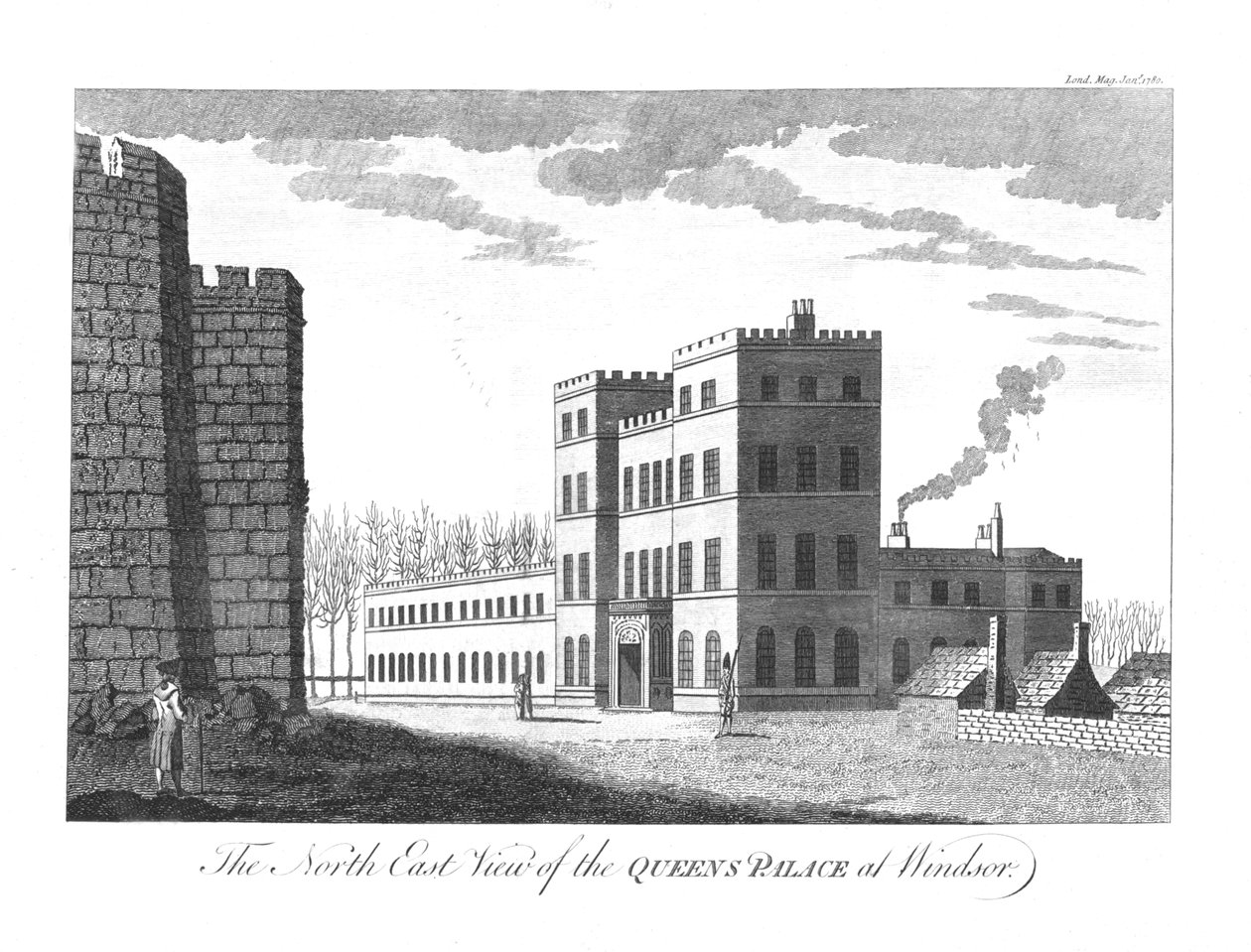 Het Noordoostelijke Uitzicht van het Paleis van de Koningin in Windsor, 1780 door Unbekannt