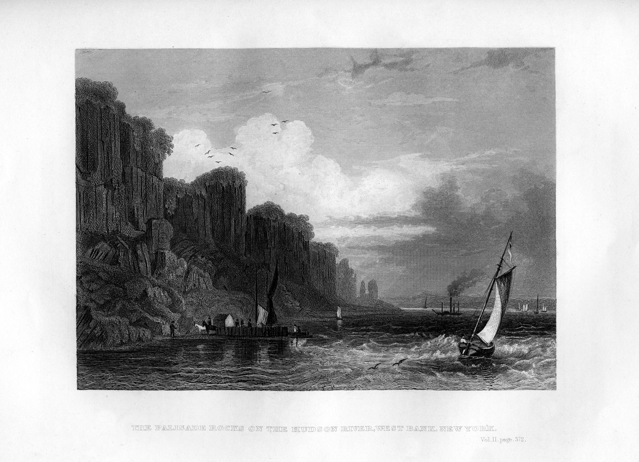 De Palisade Rocks aan de Hudson River, West Bank, New York, 1855 door Unbekannt