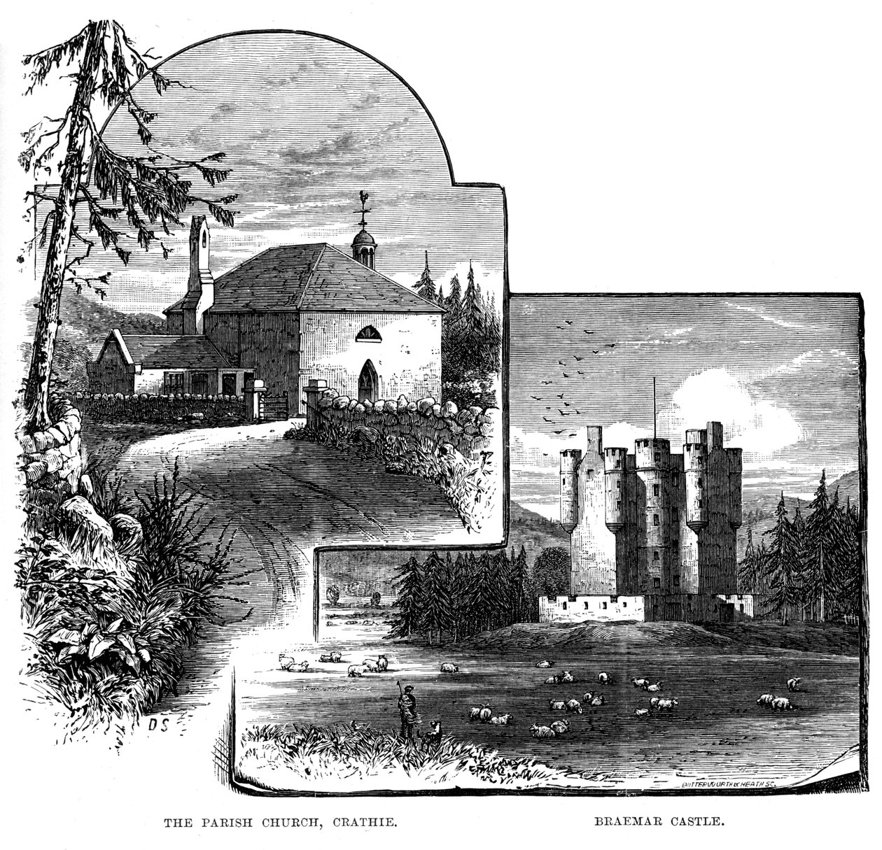 De parochiekerk, Crathie, en Braemar Castle, Schotland, 1900 door Unbekannt