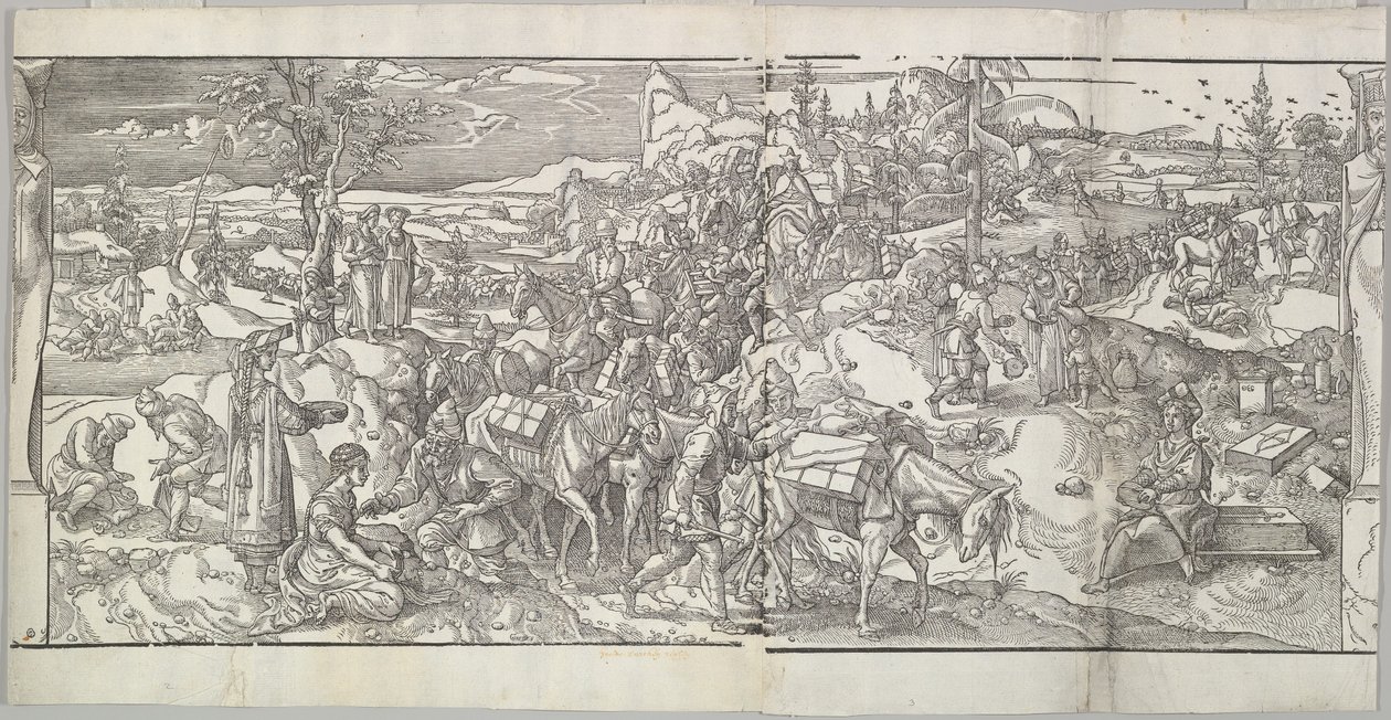 De passage van een karavaan uit de fries Ces Moeurs et fachons de faire de Turcz Customs..., 1553 door Unbekannt