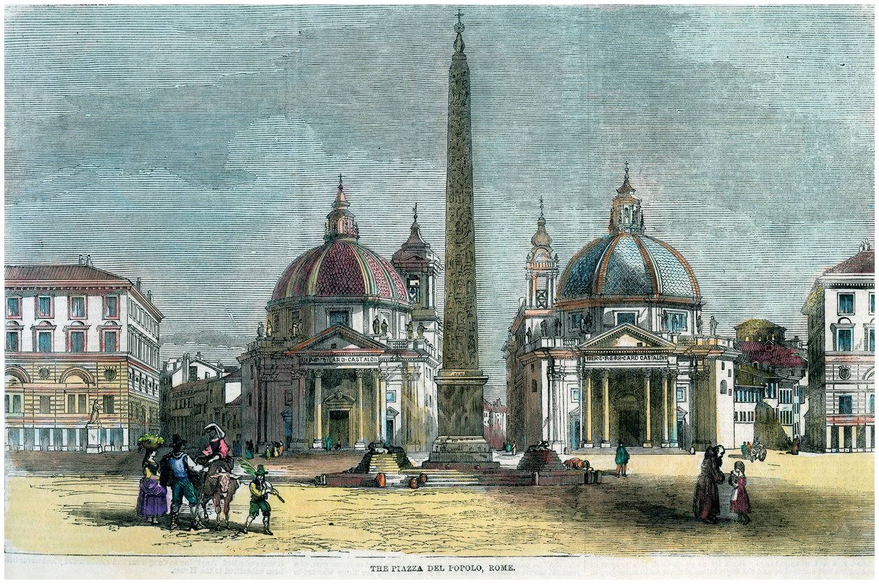 Het Piazza del Popolo, Rome, Italië, ca. 1880 door Unbekannt