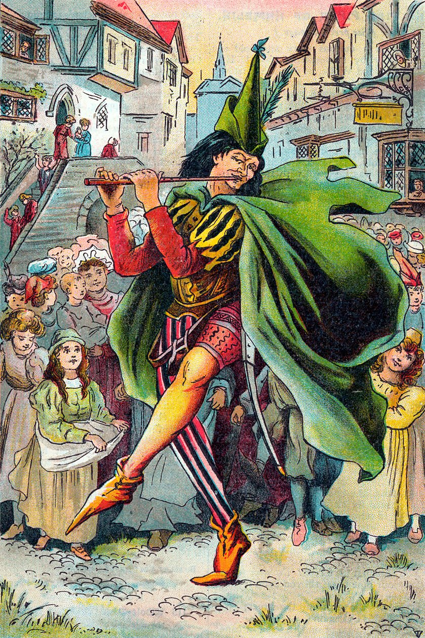 De rattenvanger die de kinderen van Hamelen wegleidt, ca. 1899 door Unbekannt