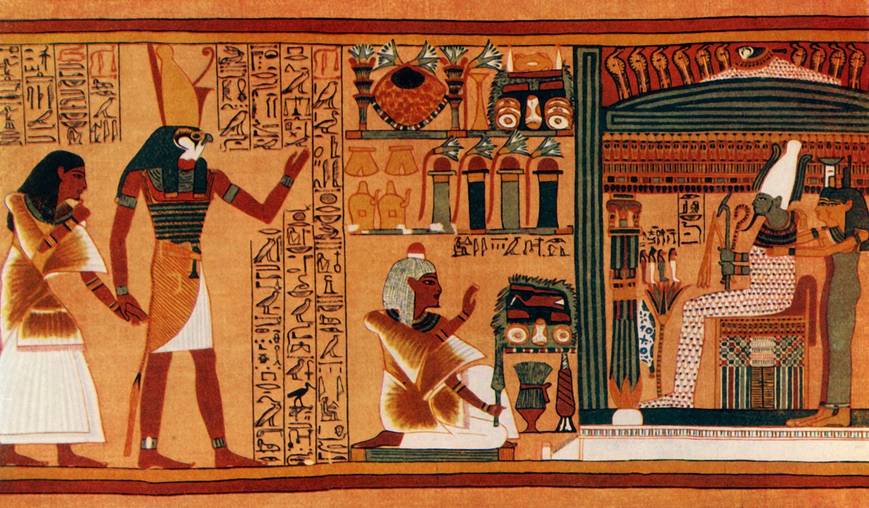 De presentatie van Ani aan Osiris, ca. 13e eeuw v.Chr., 1915 door Unbekannt