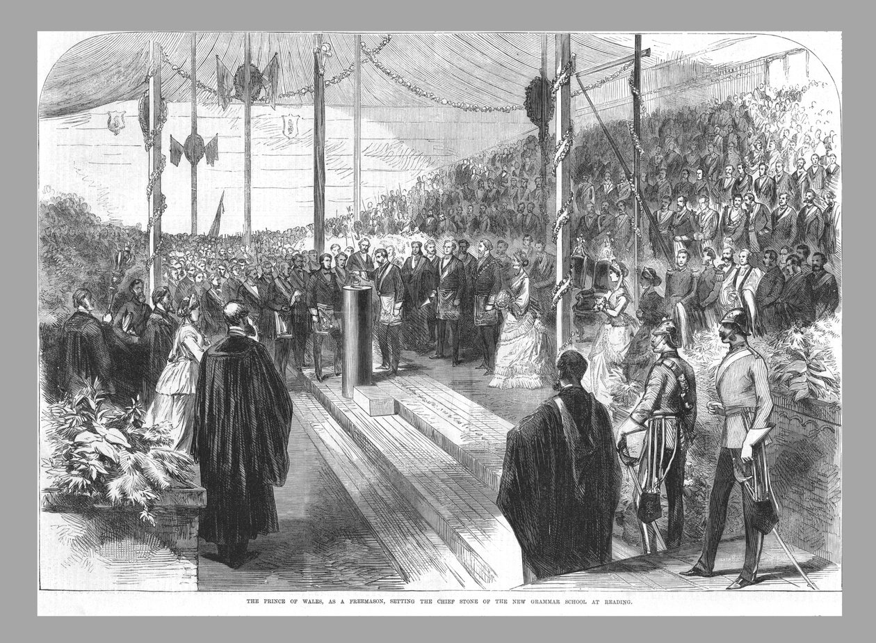 De Prins van Wales legt de eerste steen van de nieuwe grammaticaschool in Reading, 1870 door Unbekannt