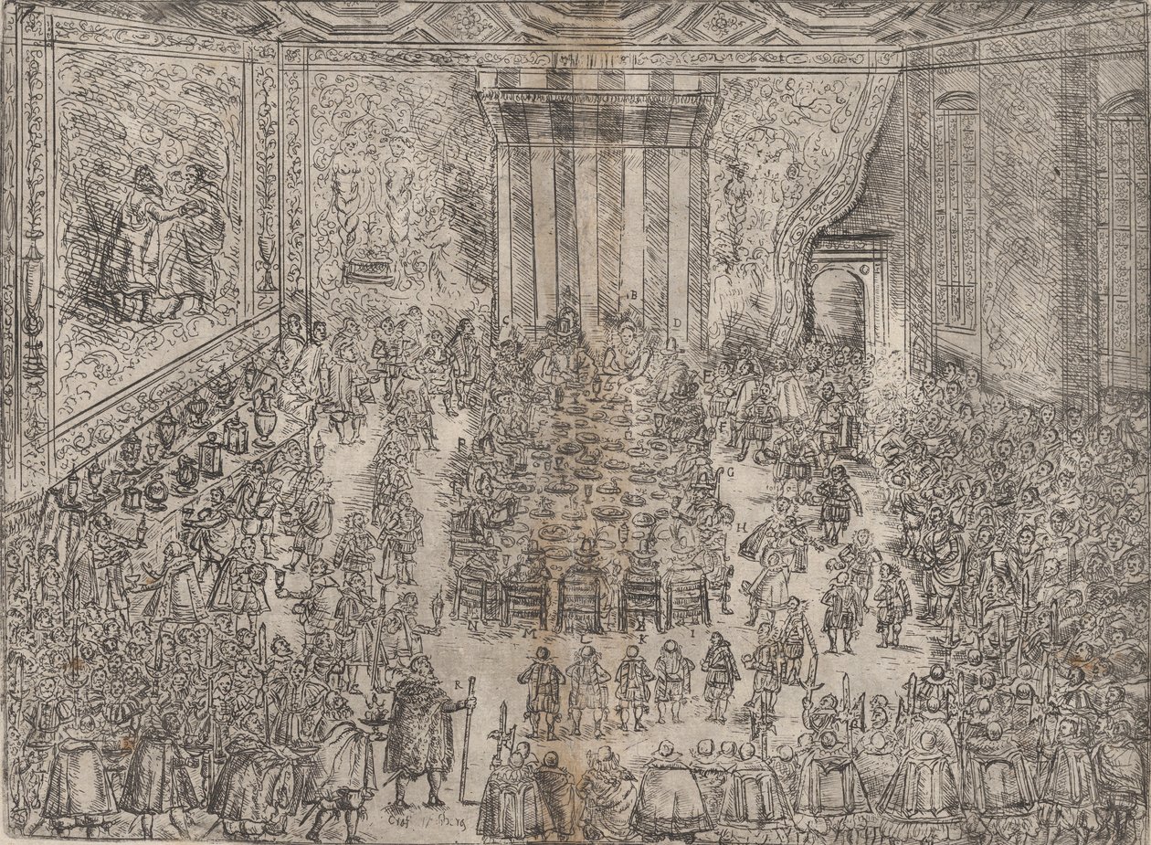 De Vorstelijke Maaltijd, uit een serie die de bruiloft van Wolfgang afbeeldt, 1614 door Unbekannt