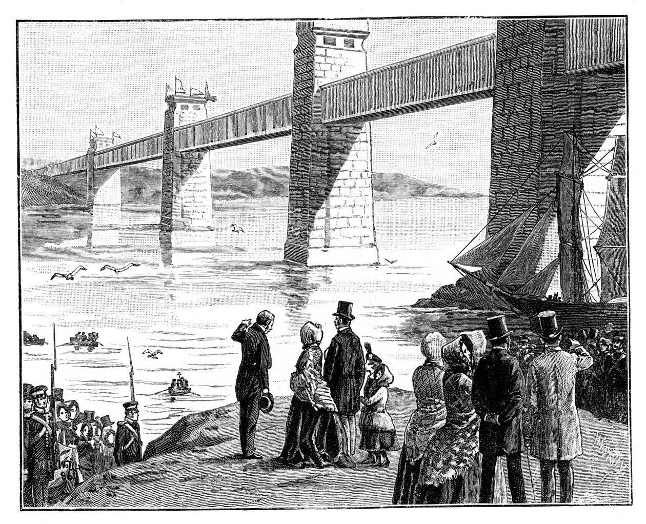 Het Bezoek van de Koningin aan de Britannia Buisbrug, Wales, c1888 door Unbekannt