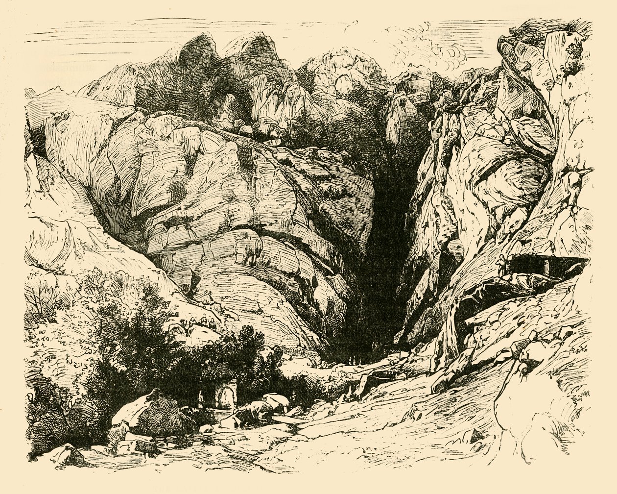 De kloof bij Delphi, scène van de afwijzing van de Galliërs, 1890 door Unbekannt